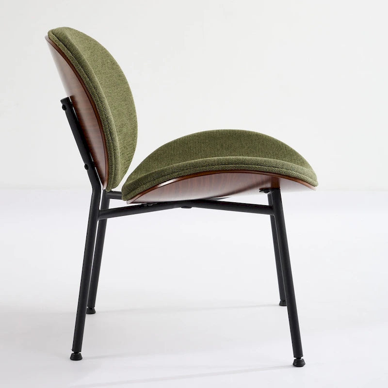 Mid-Century Modern Shell Accent Chair with PU Leather Seat and Wood Base