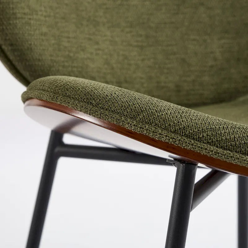 Mid-Century Modern Shell Accent Chair with PU Leather Seat and Wood Base