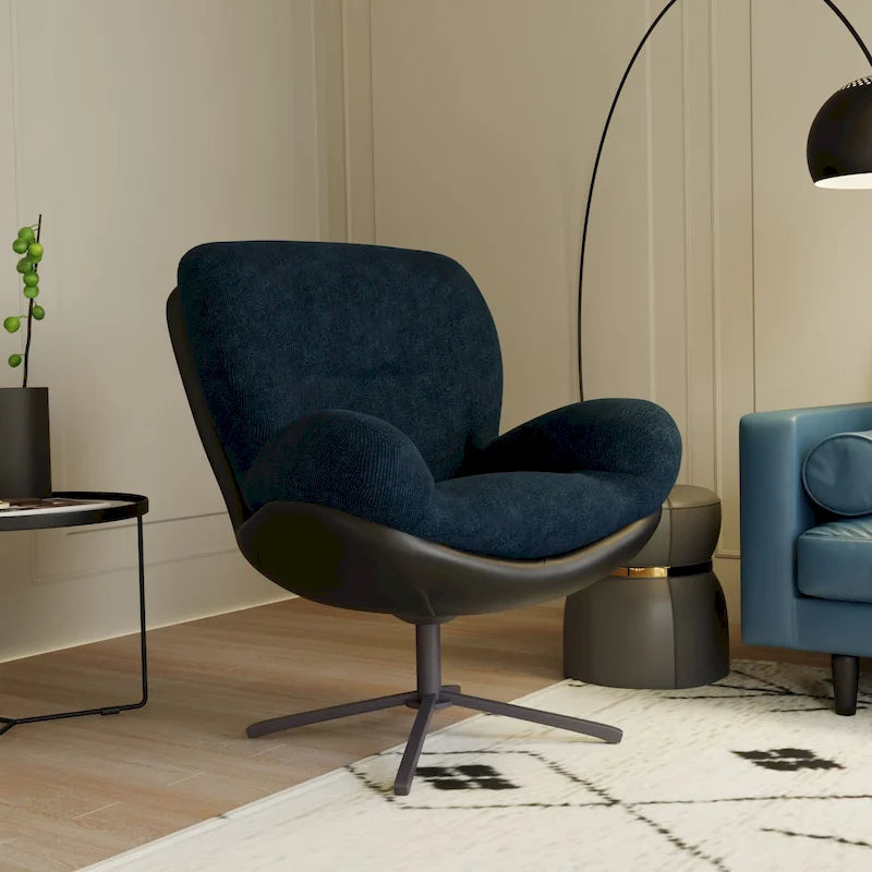 Swivel Accent Chair with Metal Base Frame Comfy Single Leisure Sofa Reading Chair 360 Degree Swivel