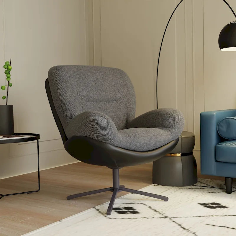 Fauteuil pivotant avec piètement en métal, canapé de loisirs individuel confortable, fauteuil de lecture pivotant à 360 degrés