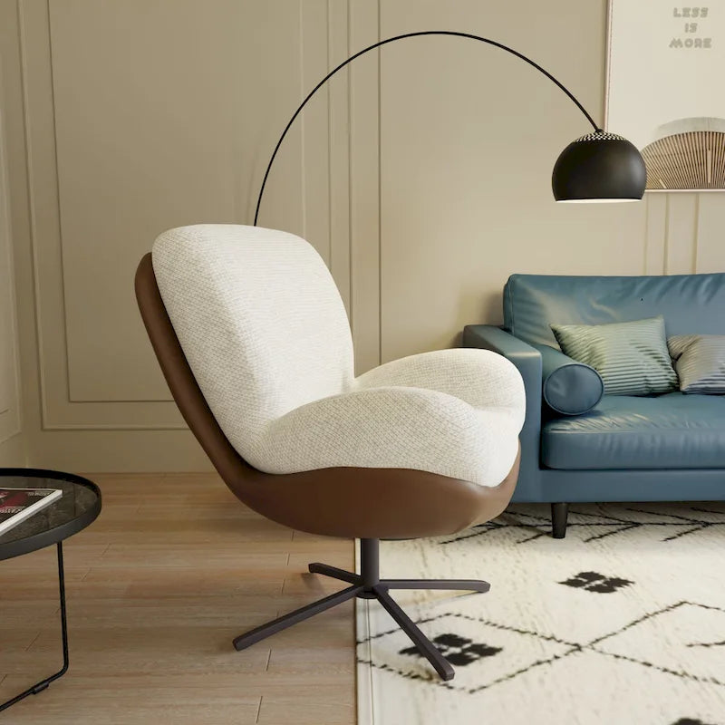 Swivel Accent Chair with Metal Base Frame Comfy Single Leisure Sofa Reading Chair 360 Degree Swivel