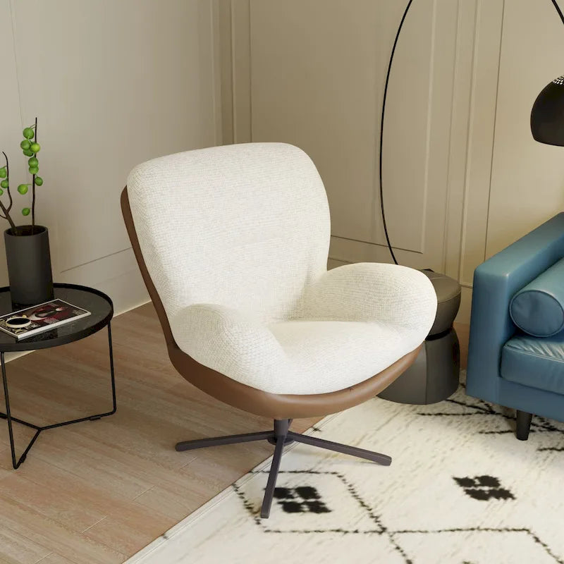 Swivel Accent Chair with Metal Base Frame Comfy Single Leisure Sofa Reading Chair 360 Degree Swivel
