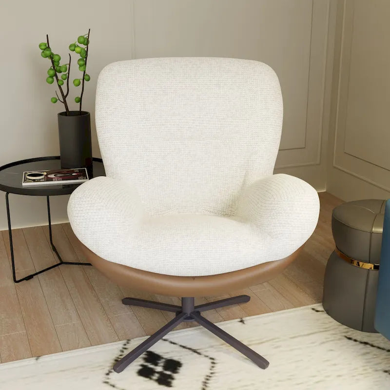 Swivel Accent Chair with Metal Base Frame Comfy Single Leisure Sofa Reading Chair 360 Degree Swivel