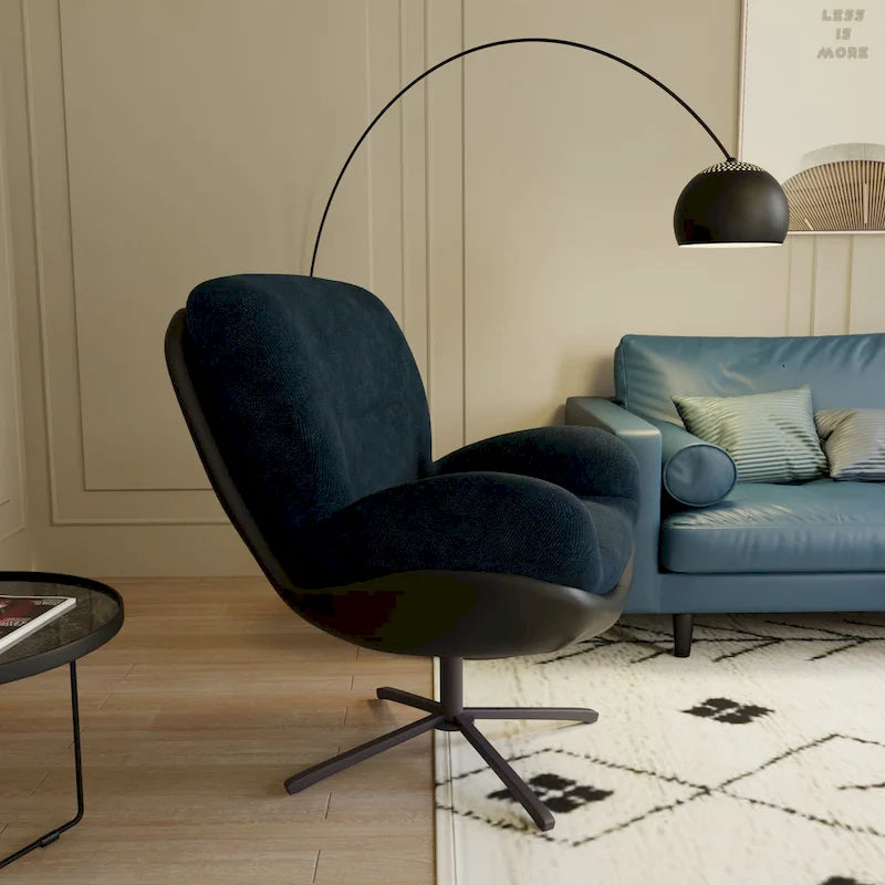 Swivel Accent Chair with Metal Base Frame Comfy Single Leisure Sofa Reading Chair 360 Degree Swivel