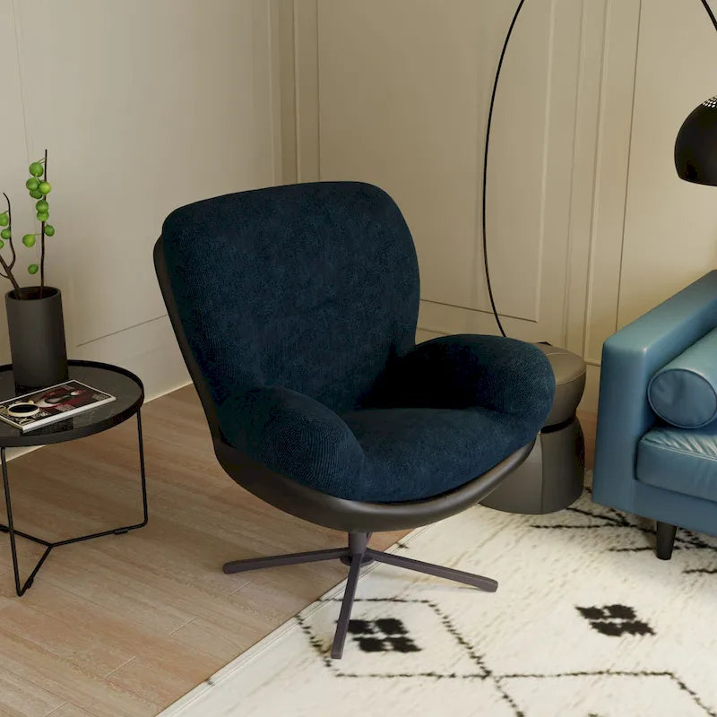 Swivel Accent Chair with Metal Base Frame Comfy Single Leisure Sofa Reading Chair 360 Degree Swivel