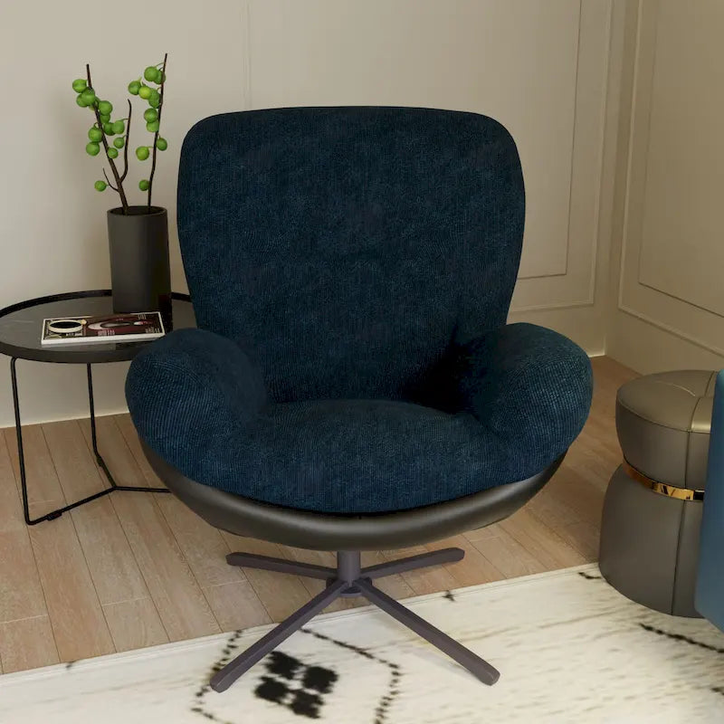 Swivel Accent Chair with Metal Base Frame Comfy Single Leisure Sofa Reading Chair 360 Degree Swivel