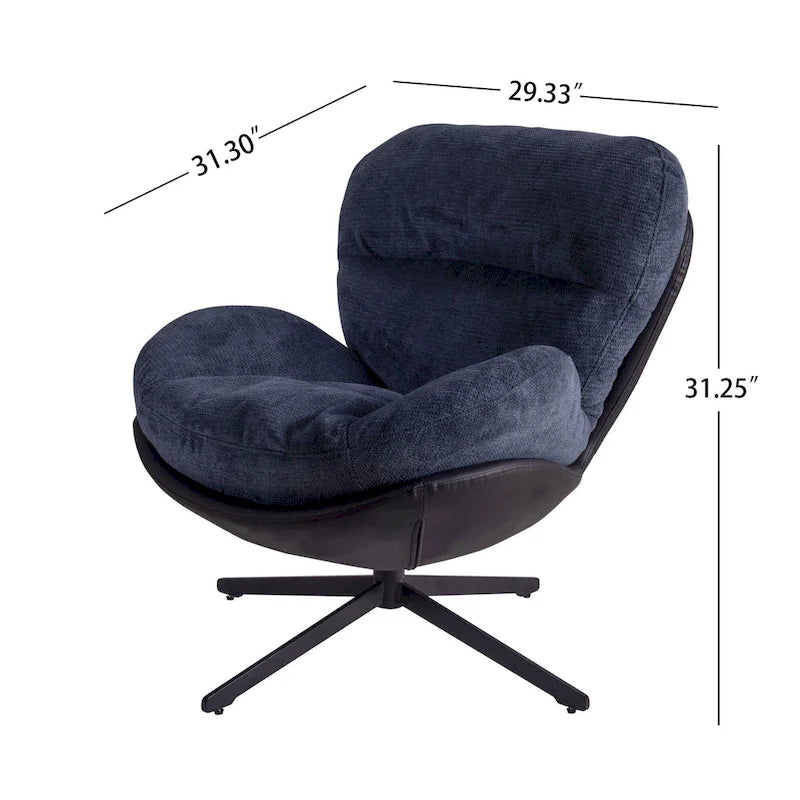 Swivel Accent Chair with Metal Base Frame Comfy Single Leisure Sofa Reading Chair 360 Degree Swivel