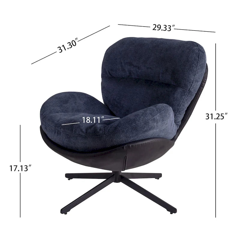 Swivel Accent Chair with Metal Base Frame Comfy Single Leisure Sofa Reading Chair 360 Degree Swivel