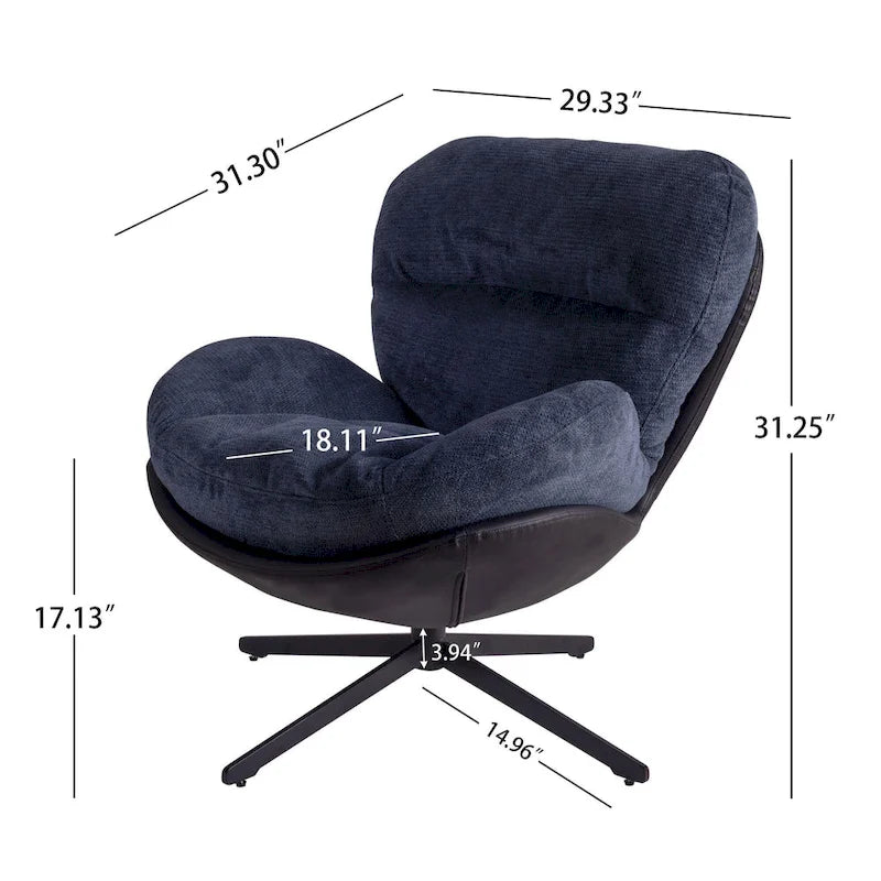 Swivel Accent Chair with Metal Base Frame Comfy Single Leisure Sofa Reading Chair 360 Degree Swivel