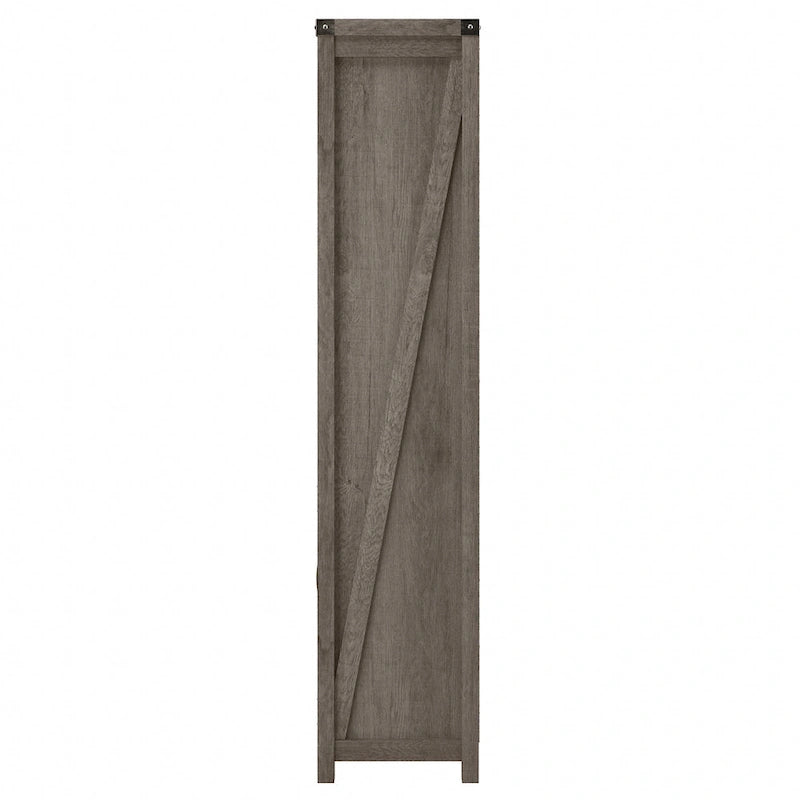Tall 5-Shelf Bookcase with Doors Modern Farmhouse Style Storage Cabinet