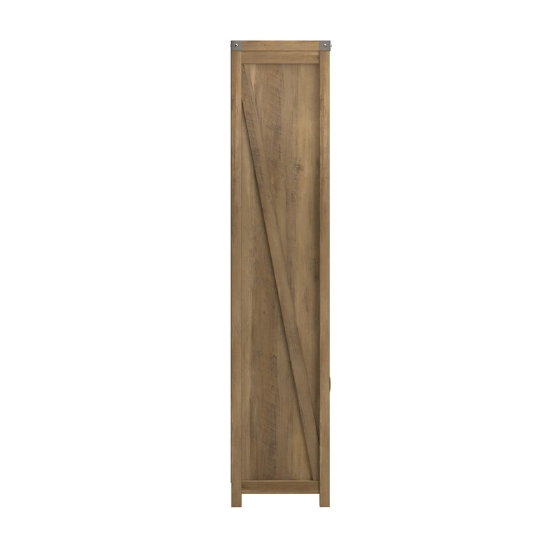 Tall 5-Shelf Bookcase with Doors Modern Farmhouse Style Storage Cabinet