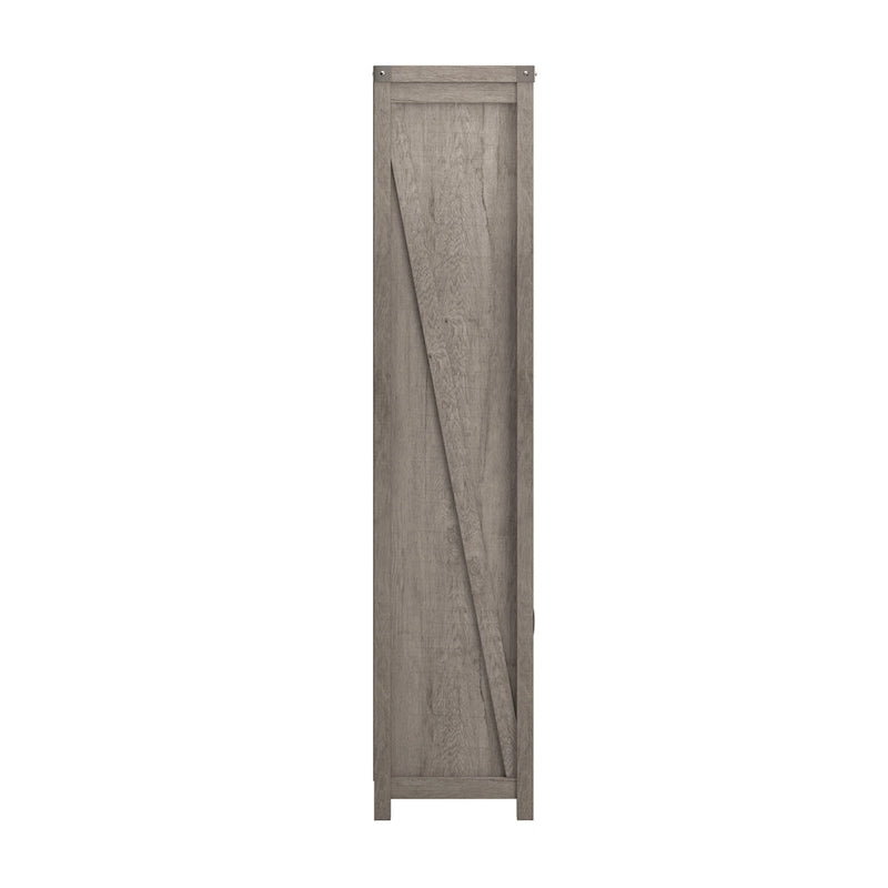 Tall 5-Shelf Bookcase with Doors Modern Farmhouse Style Storage Cabinet