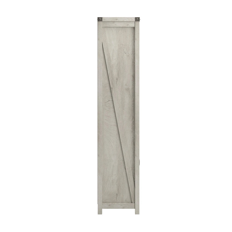 Tall 5-Shelf Bookcase with Doors Modern Farmhouse Style Storage Cabinet