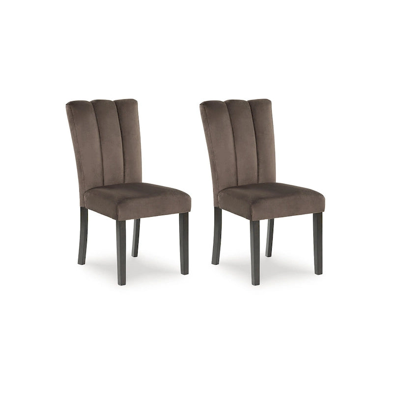 Brown Black Velvet Upholstered Dining Side Chair Set of 2
