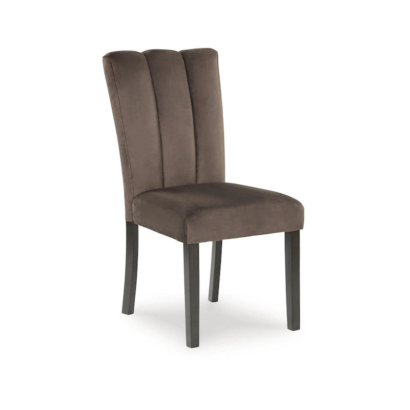 Brown Black Velvet Upholstered Dining Side Chair Set of 2