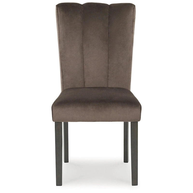 Brown Black Velvet Upholstered Dining Side Chair Set of 2