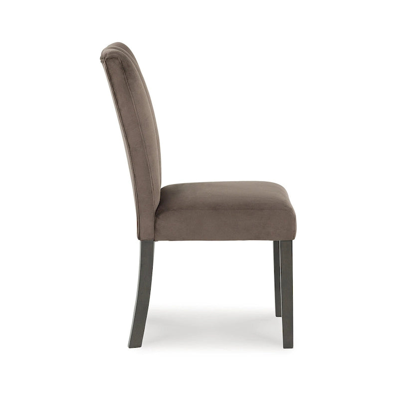 Brown Black Velvet Upholstered Dining Side Chair Set of 2