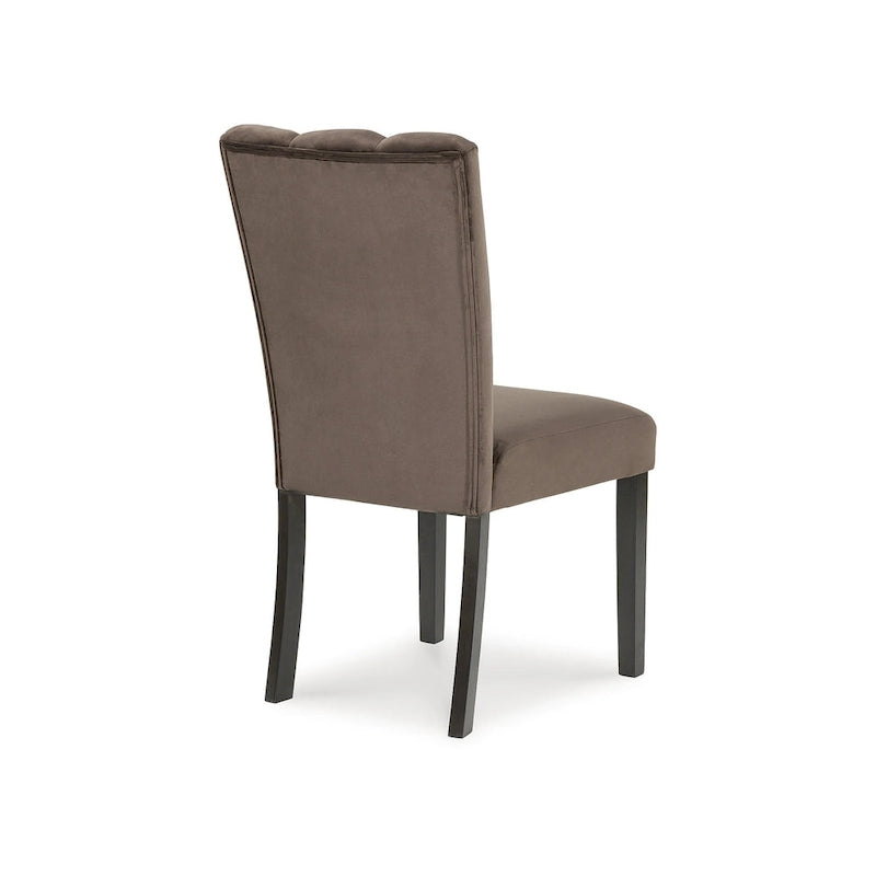 Brown Black Velvet Upholstered Dining Side Chair Set of 2