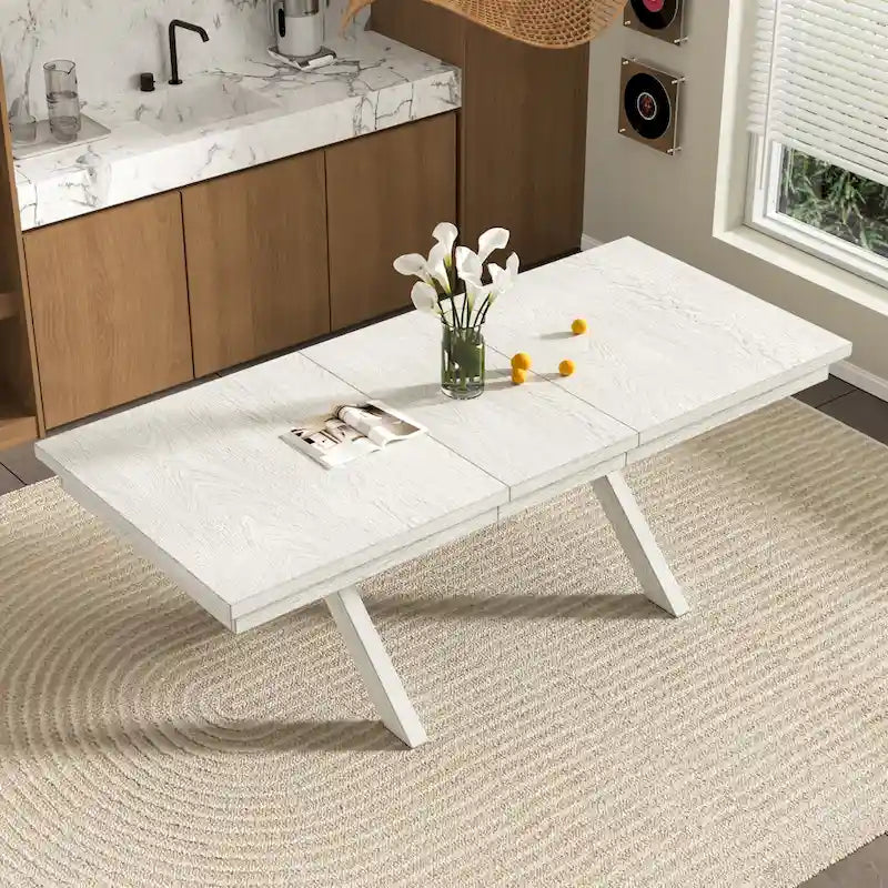 90 Inch Modern Solid Wood Rectangular Extendable Dining Table