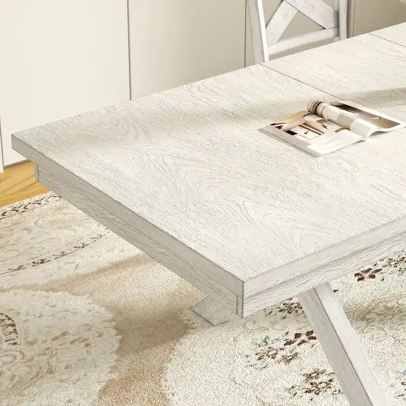 90 Inch Modern Solid Wood Rectangular Extendable Dining Table