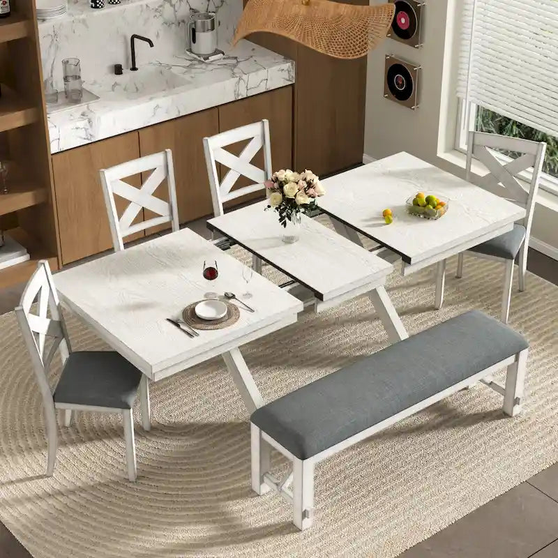 90 Inch Modern Solid Wood Rectangular Extendable Dining Table