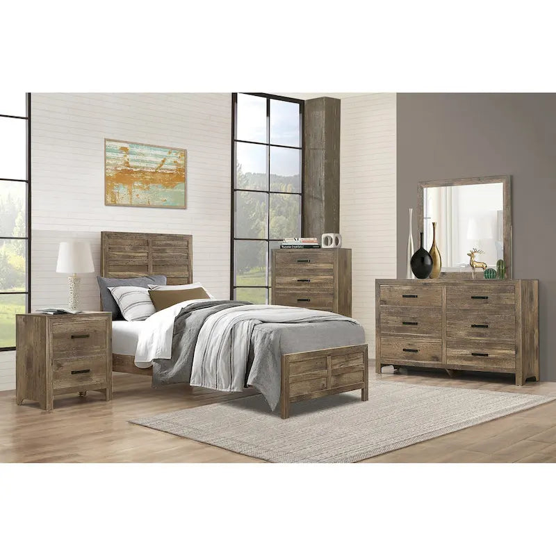 Transitional Solid Wood Nightstand Bedside Storage Cabinet Two Drawers Entry Side Table