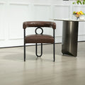 PU Upholstered Dining Chair with Metal Frame and Circle Backrest Design