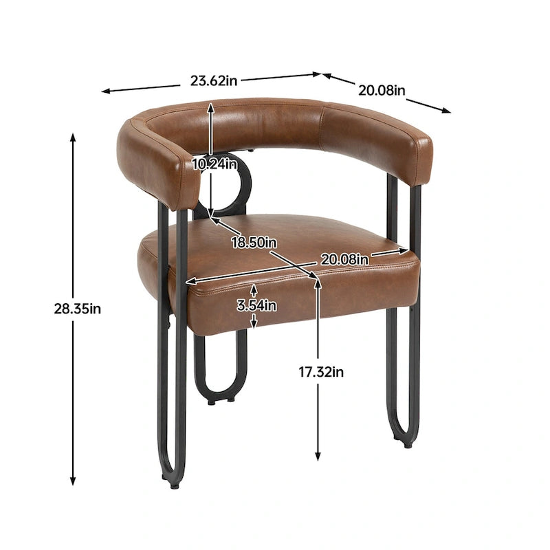 PU Upholstered Dining Chair with Metal Frame and Circle Backrest Design
