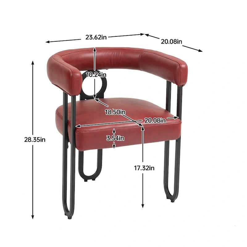 PU Upholstered Dining Chair with Metal Frame and Circle Backrest Design