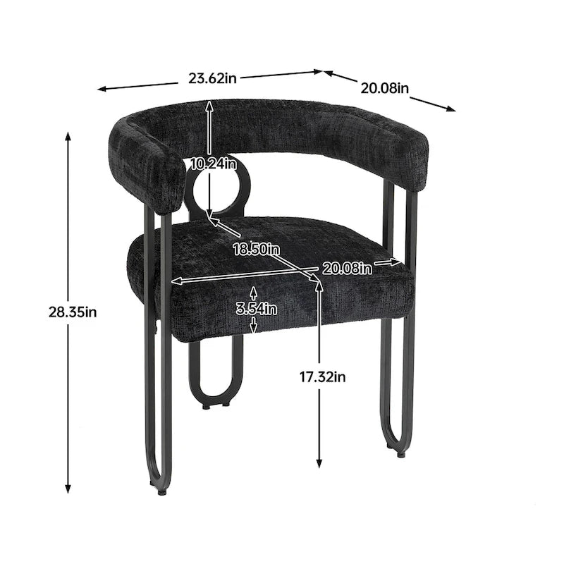 PU Upholstered Dining Chair with Metal Frame and Circle Backrest Design