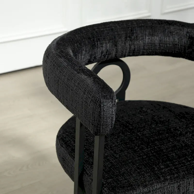 PU Upholstered Dining Chair with Metal Frame and Circle Backrest Design