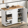 Kitchen Island with Foldable Countertop, Storage Drawer and Cabinet on Wheels