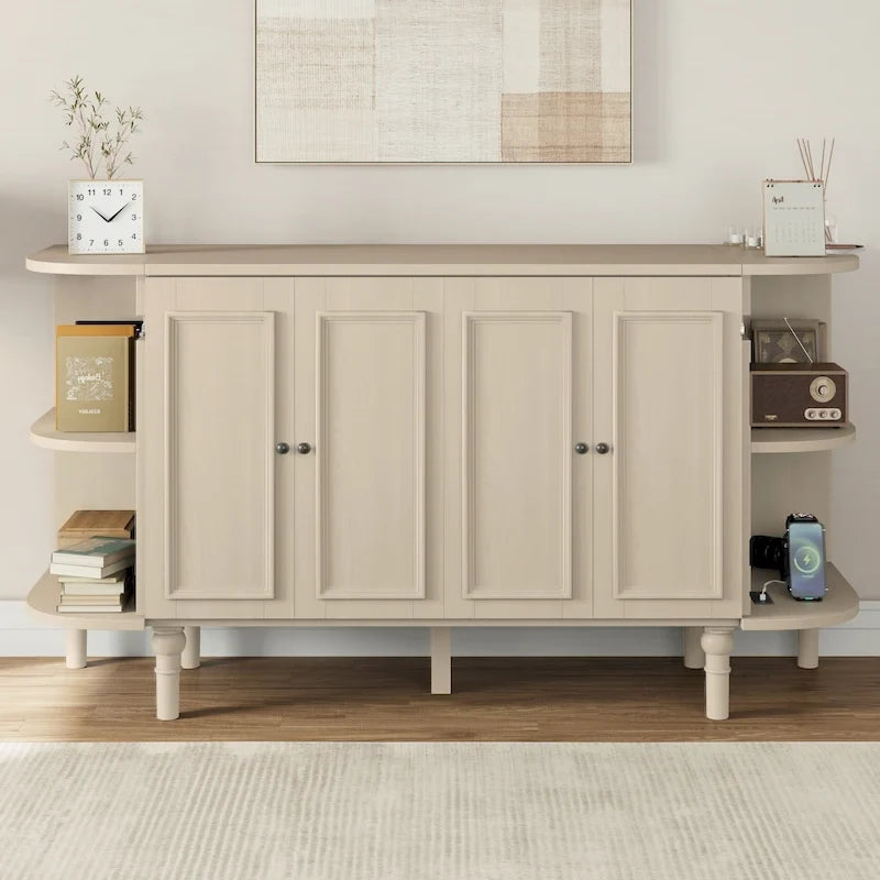 Farmhouse Murphy Bed with Curved Shelves and Charging Station