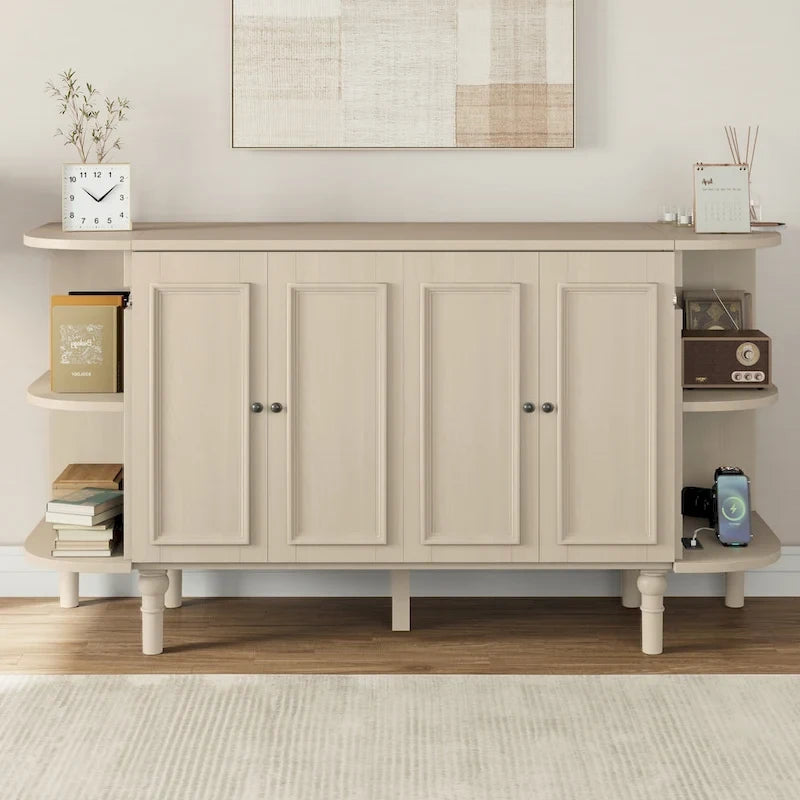 Farmhouse Murphy Bed with Curved Shelves and Charging Station