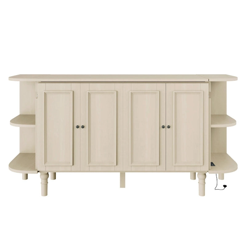 Farmhouse Murphy Bed with Curved Shelves and Charging Station