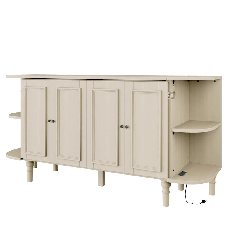 Farmhouse Murphy Bed with Curved Shelves and Charging Station
