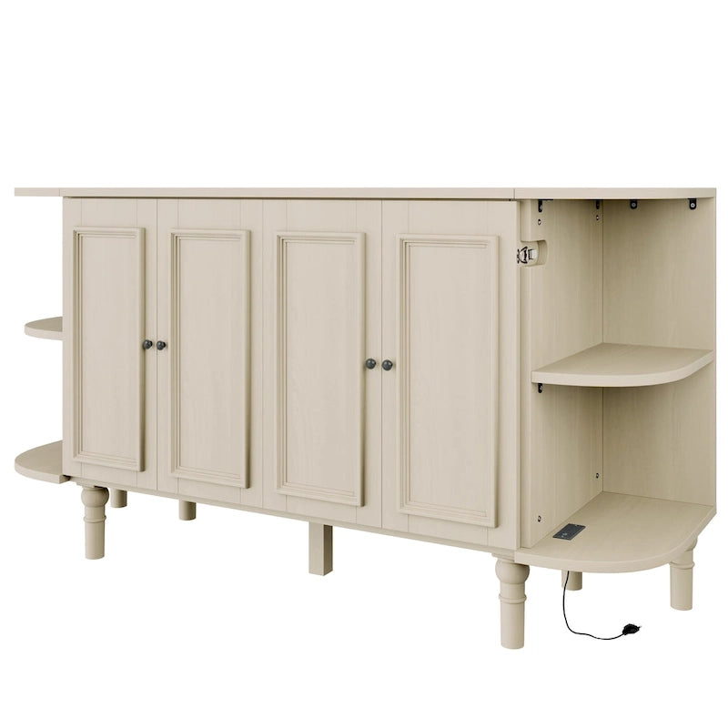 Farmhouse Murphy Bed with Curved Shelves and Charging Station