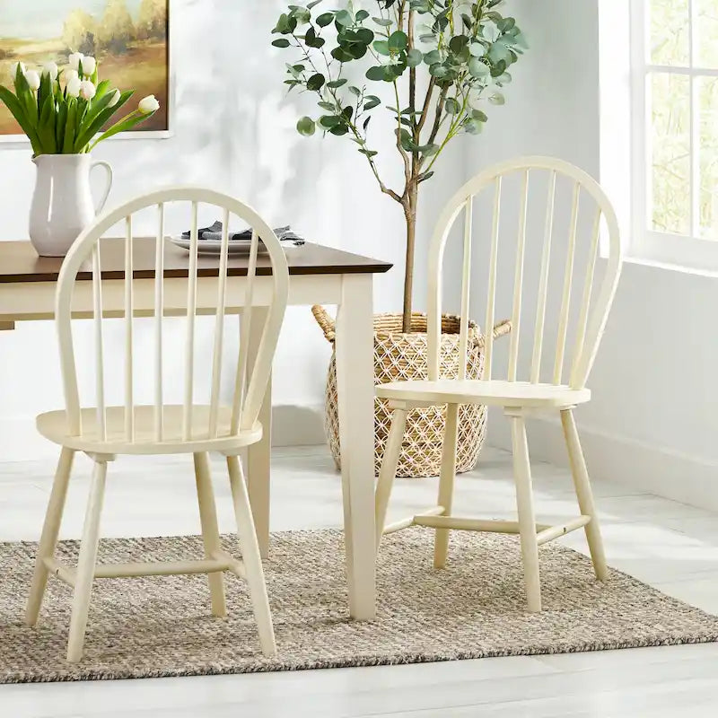 Farmhouse High Back Spindle Dining Chairs Set of 2