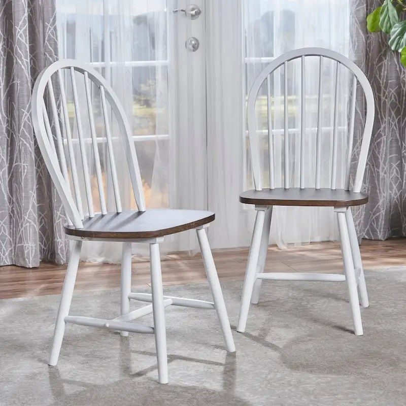 Farmhouse High Back Spindle Dining Chairs Set of 2
