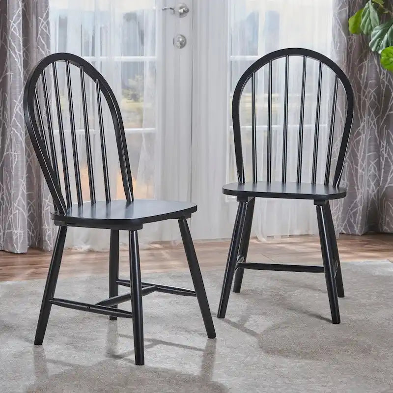 Farmhouse High Back Spindle Dining Chairs Set of 2