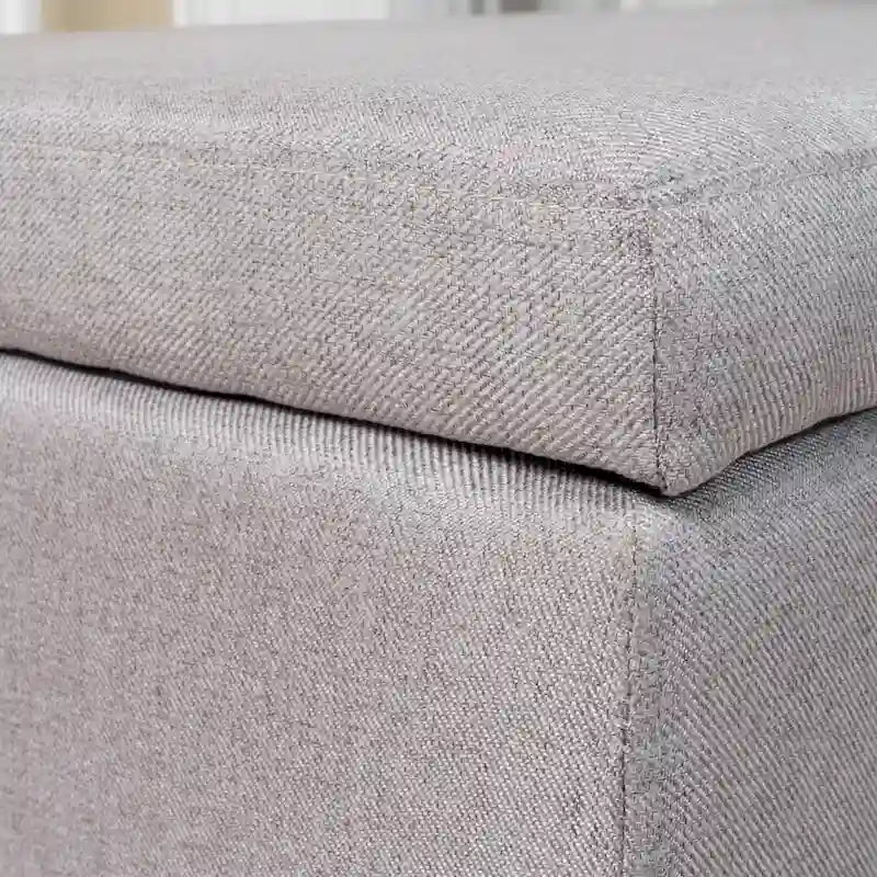 Fabric Storage Ottoman Bench with Studded Base