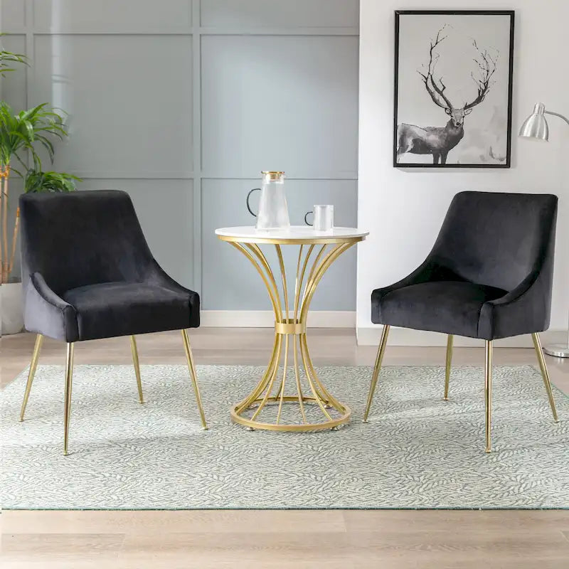 Contemporary Velvet Upholstered Accent Chair (Set of 2)