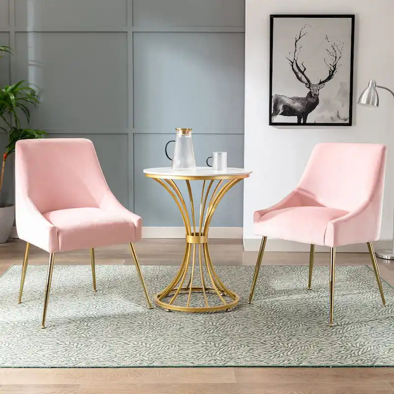 Contemporary Velvet Upholstered Accent Chair (Set of 2)