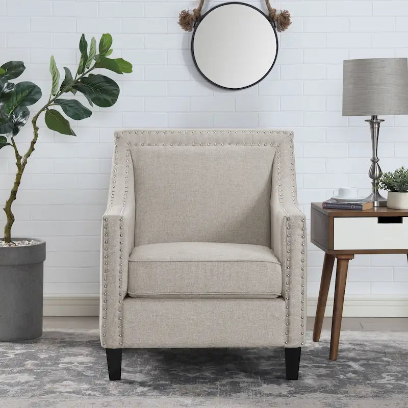 Fauteuil d'appoint avec garniture cloutée chromée