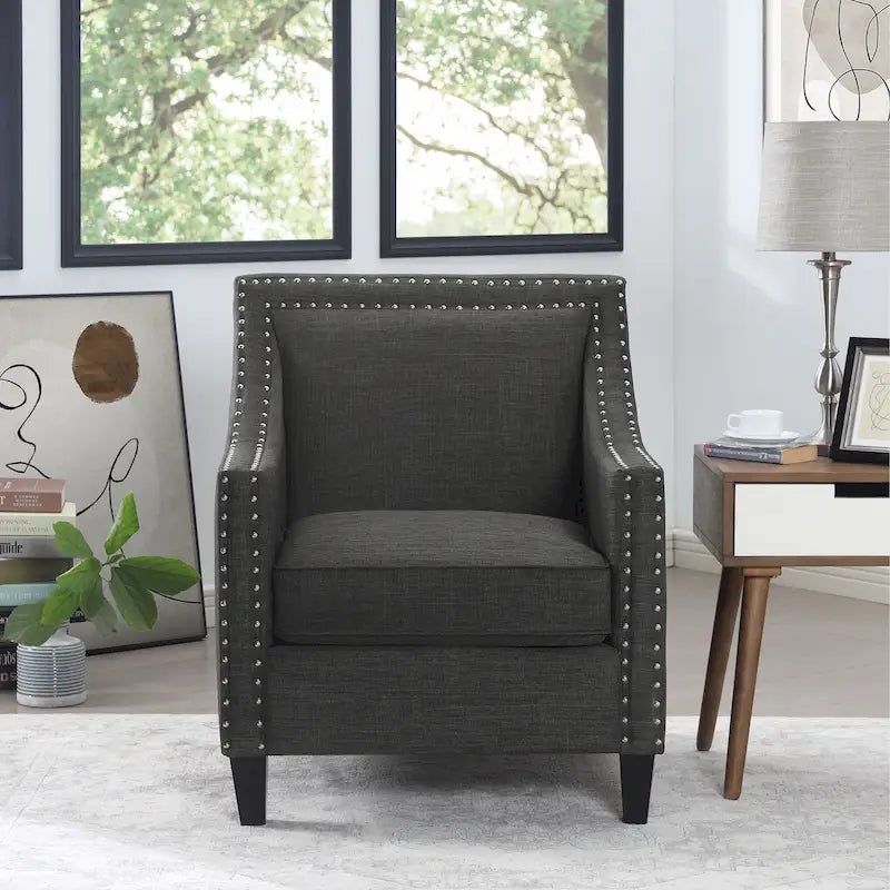 Fauteuil d'appoint avec garniture cloutée chromée