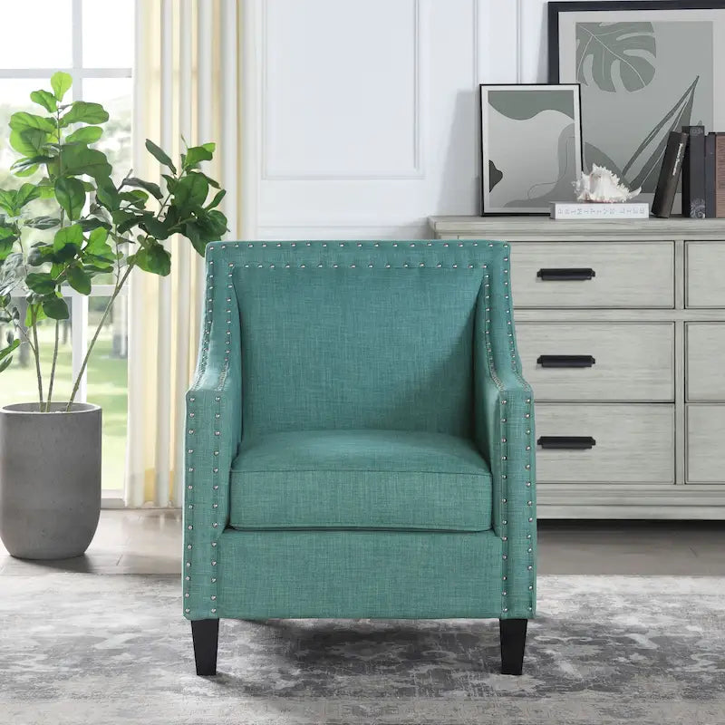 Fauteuil d'appoint avec garniture cloutée chromée