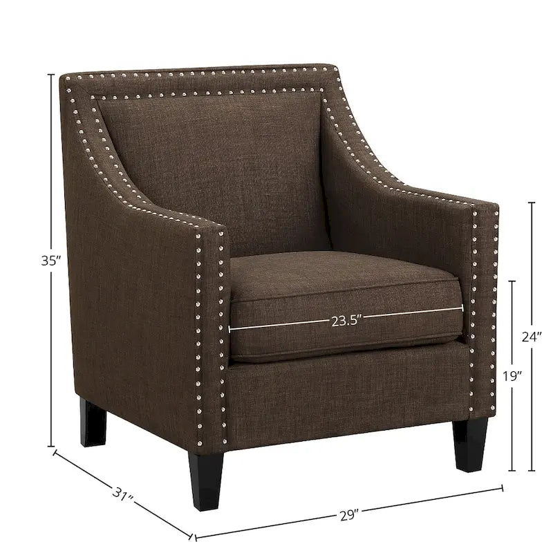 Accent Armchair with Chrome Nailhead Trim