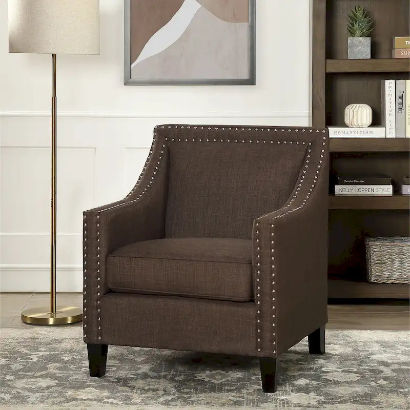 Accent Armchair with Chrome Nailhead Trim
