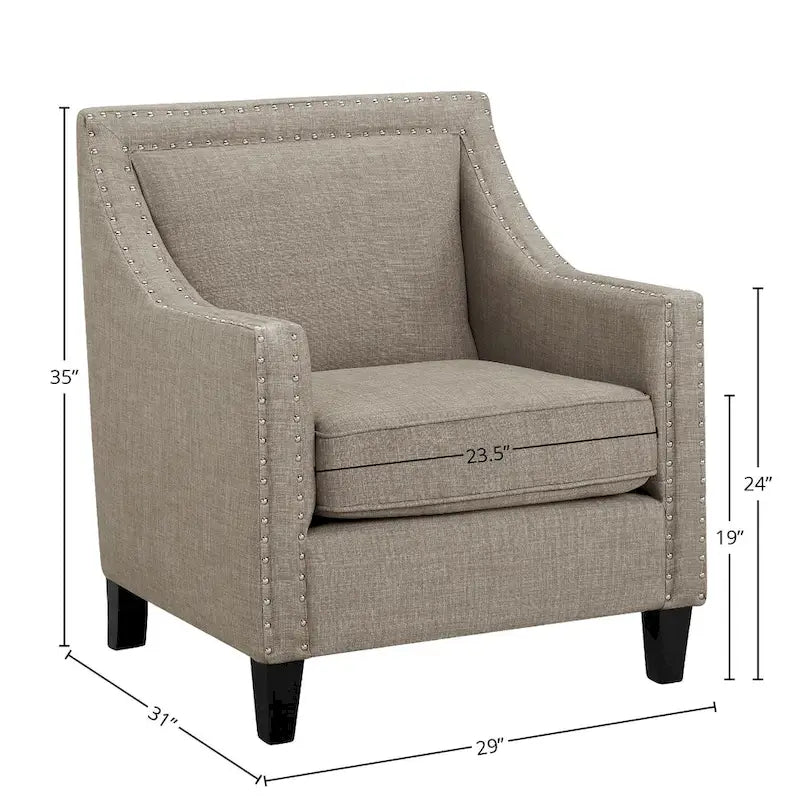 Accent Armchair with Chrome Nailhead Trim