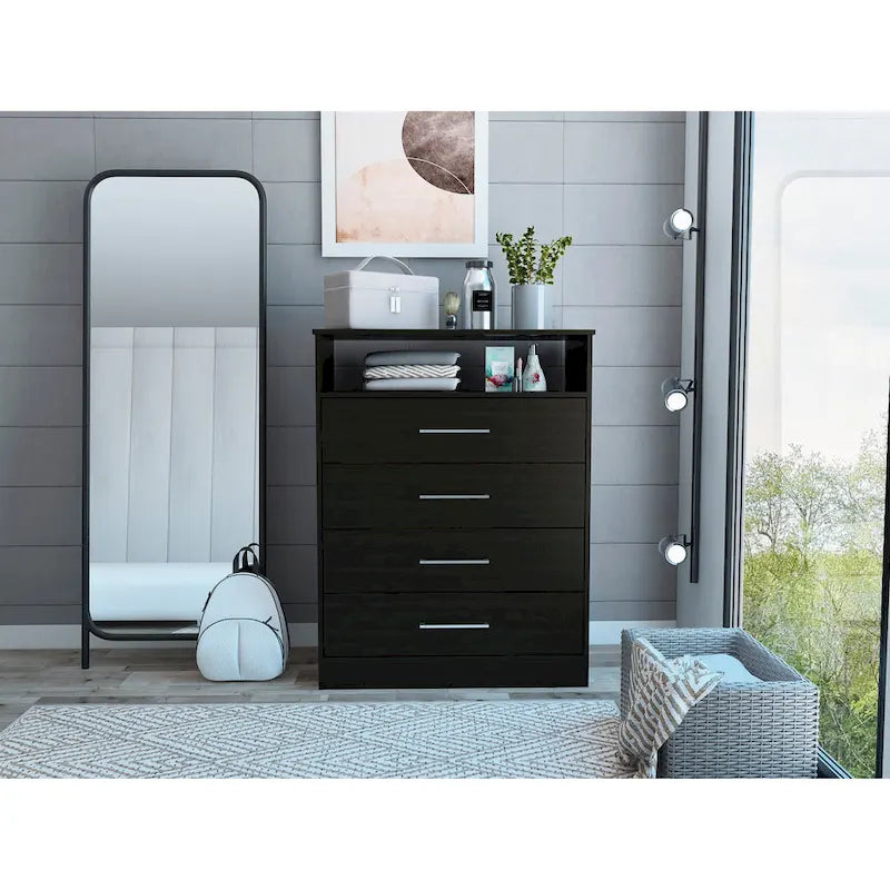 Continental Dresser with 4 Drawers and Metal Hardware